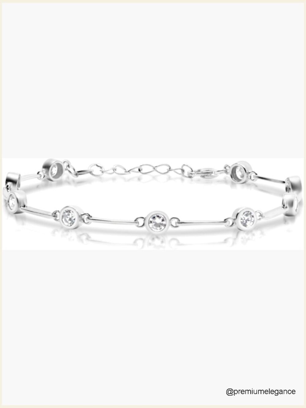 Cubic Zirconia Sterling Silver Link Bracelet 7-7.5 inch
